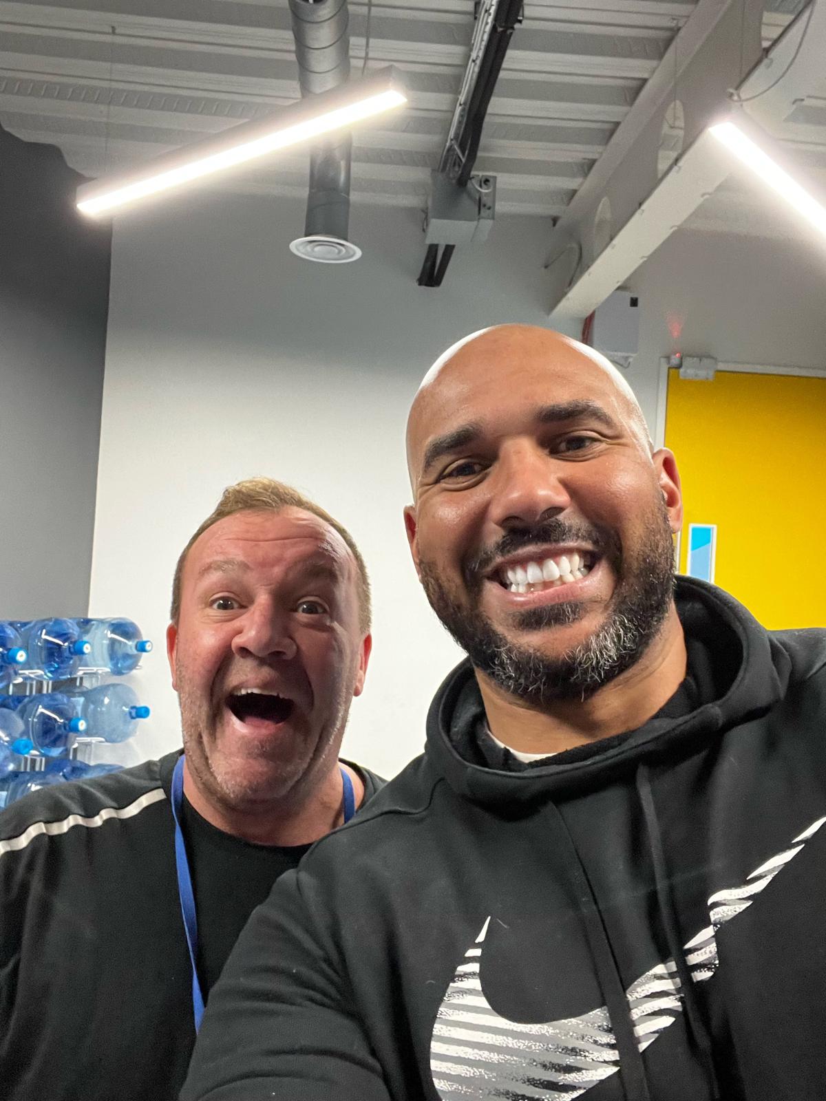 Tim Abeyie with a client after a training session