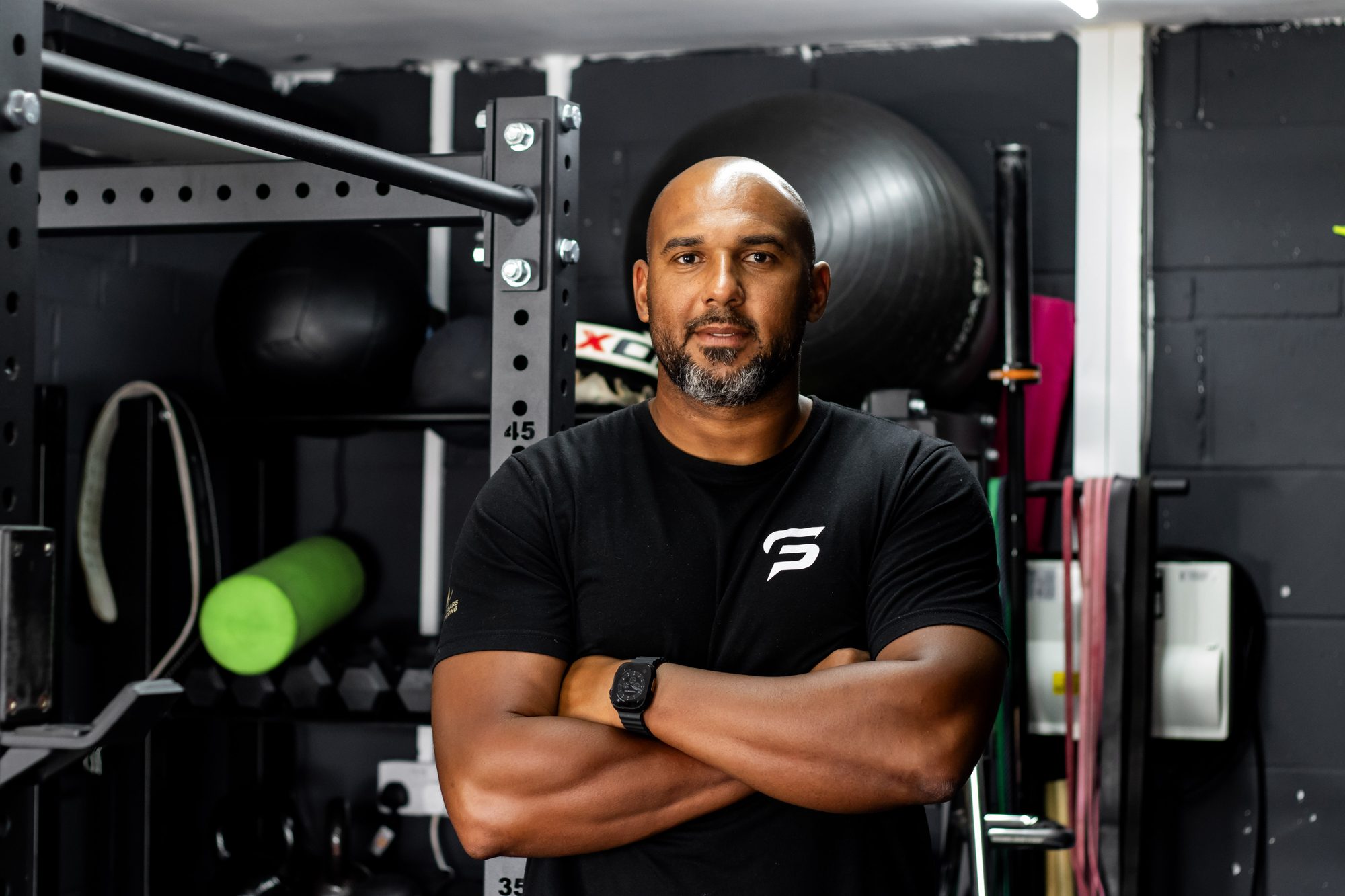Tim Abeyie at the Speed For Sport gym, Leeds