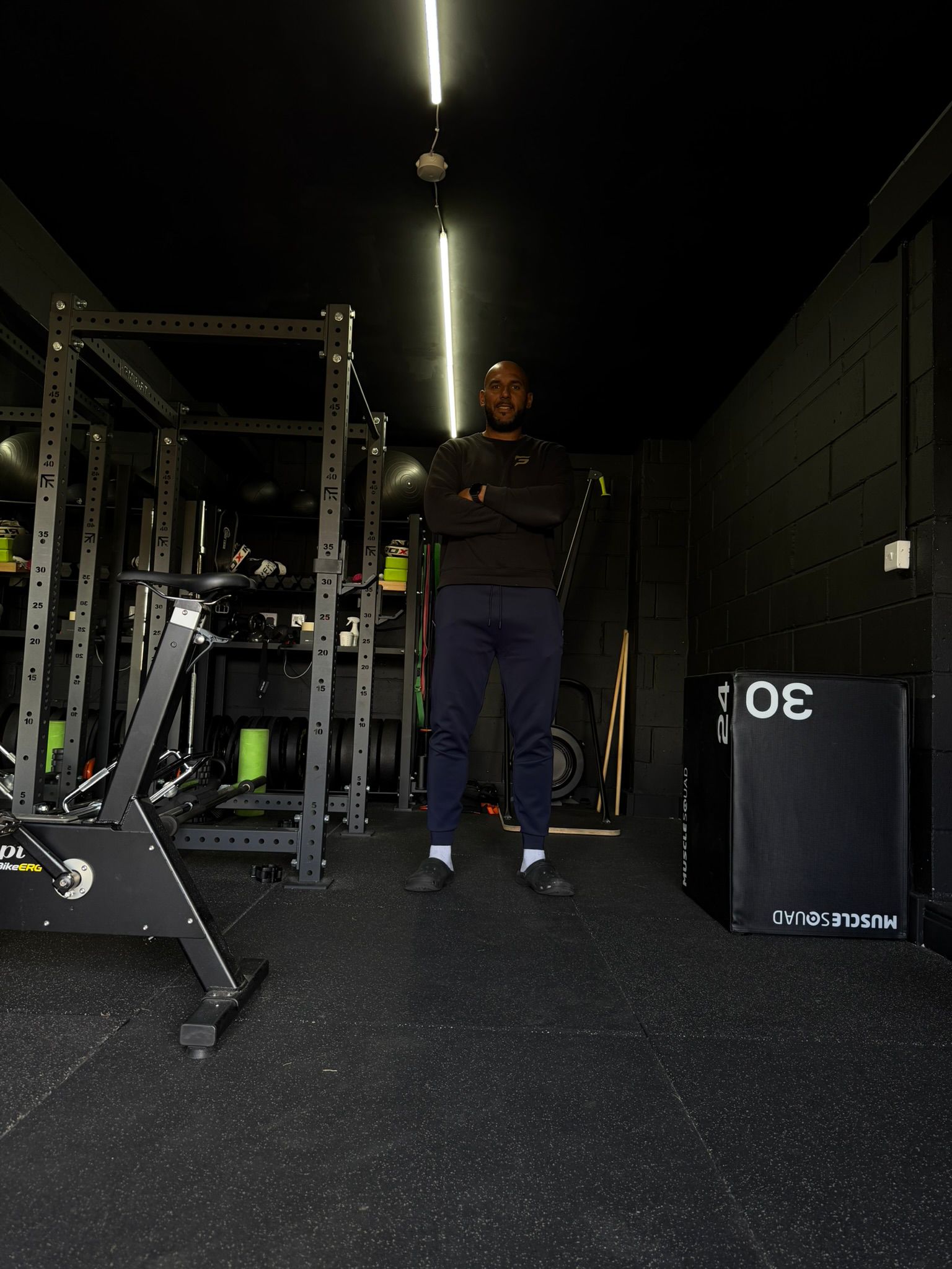 Tim Abeyie in the Speed For Sport training facility, Leeds
